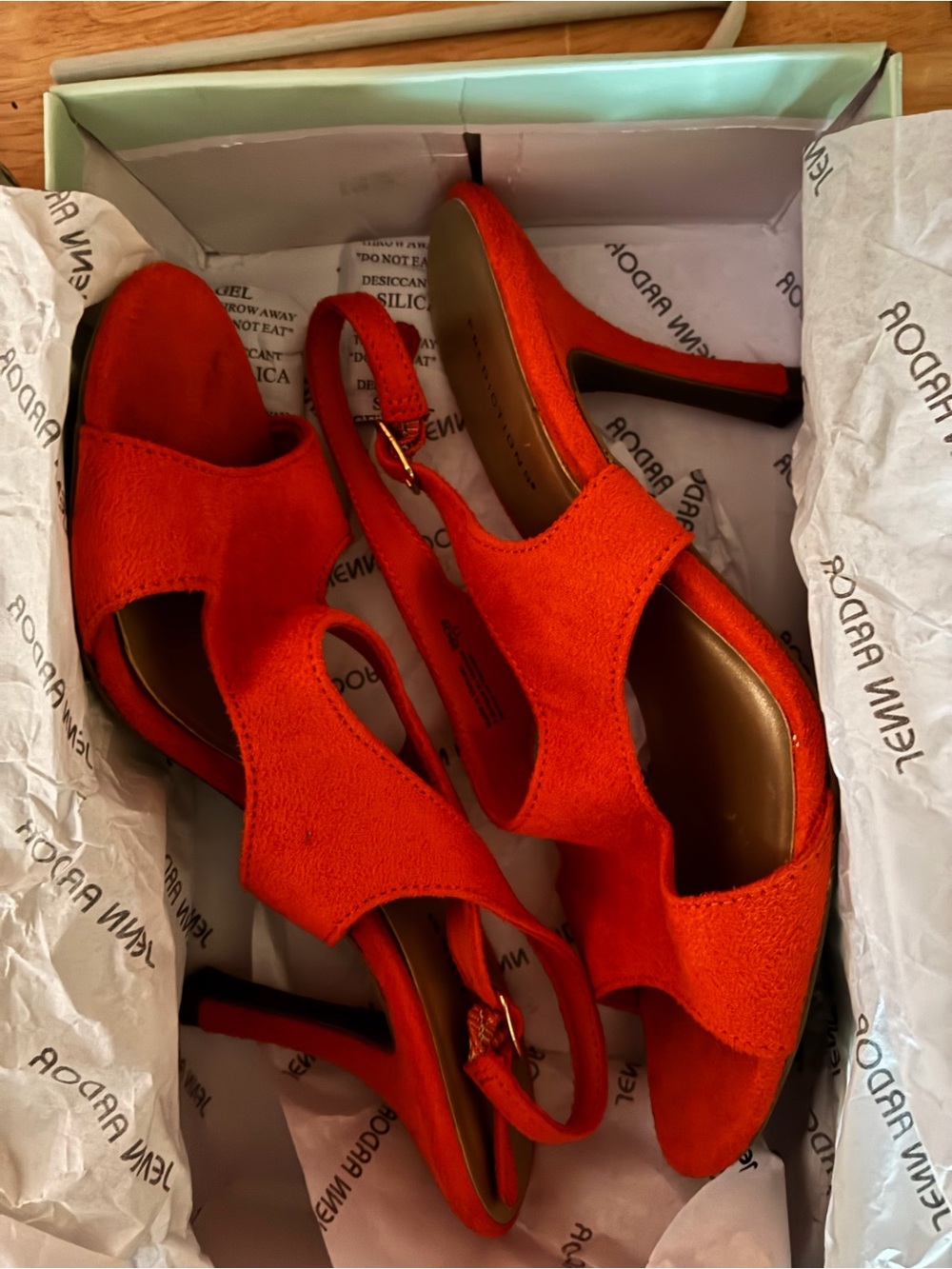 Predictions Vibrant Orange Suede Slingback Heeled Sandals